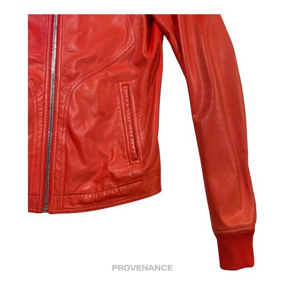 🔴 Rick Owens Walrus Intarsia Leather Jacket - 50 Red - Picture 4 of 16